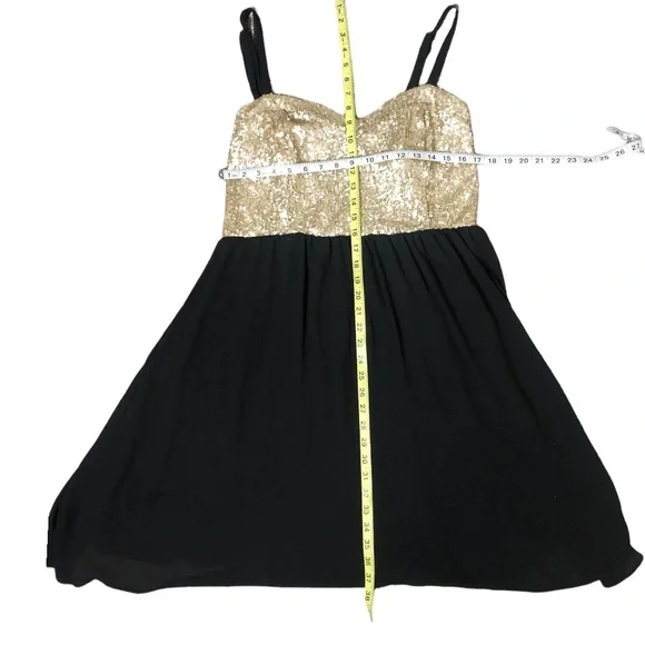 Torrid Sequin Chiffon Party Dress Babydoll Layered Gold Sleeveless Sz 14 - Picture 13 of 15
